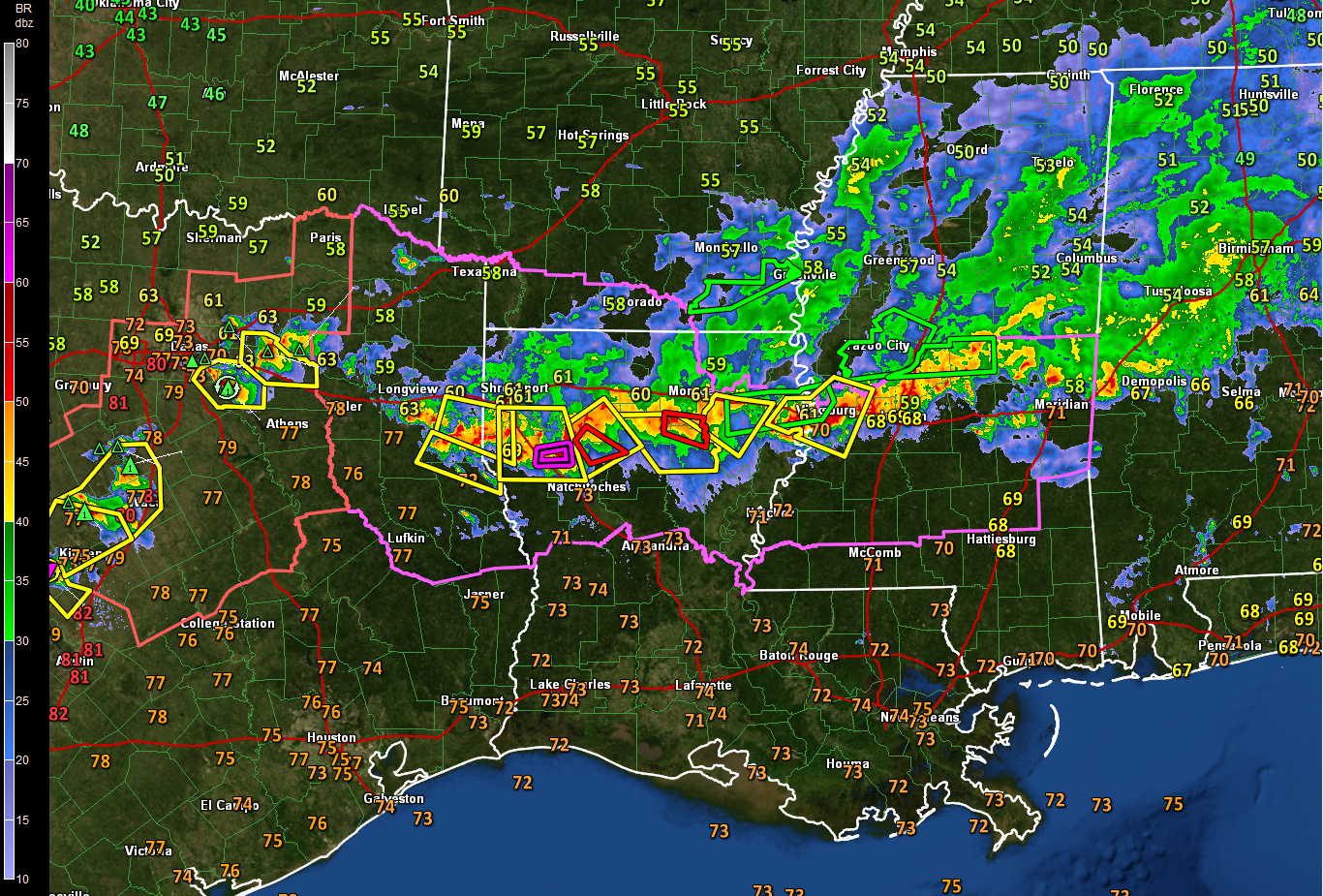 PDS Tornado Warning in Louisiana; Central Alabama Remains Stable; Strong Storms Affect ...