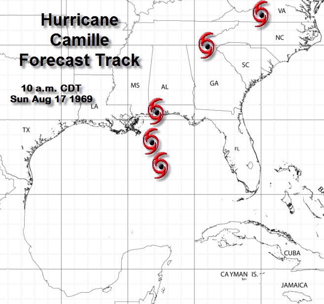 Hurricane Camille Tracking Chart