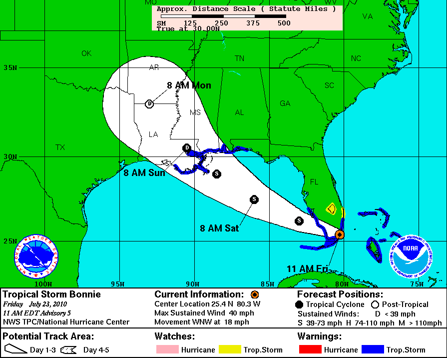 10 am CDT Bonnie Advisory