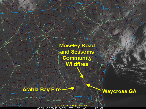 Waycross GA Skies Oscured by Smoke from Wildfires