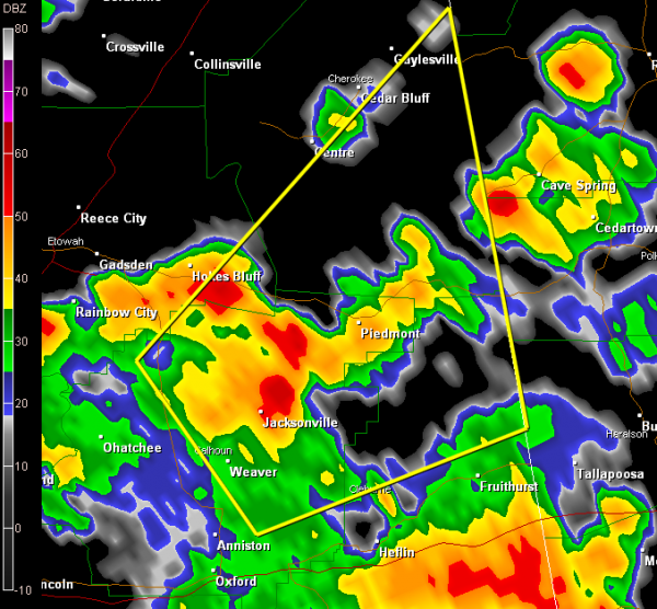 Severe Thunderstorm Warning Cherokee, Calhoun, Cleburne, and Etowah