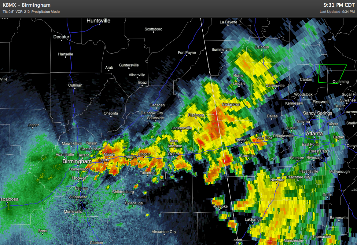 Heavy Rain Along I-20 East Of Birmingham