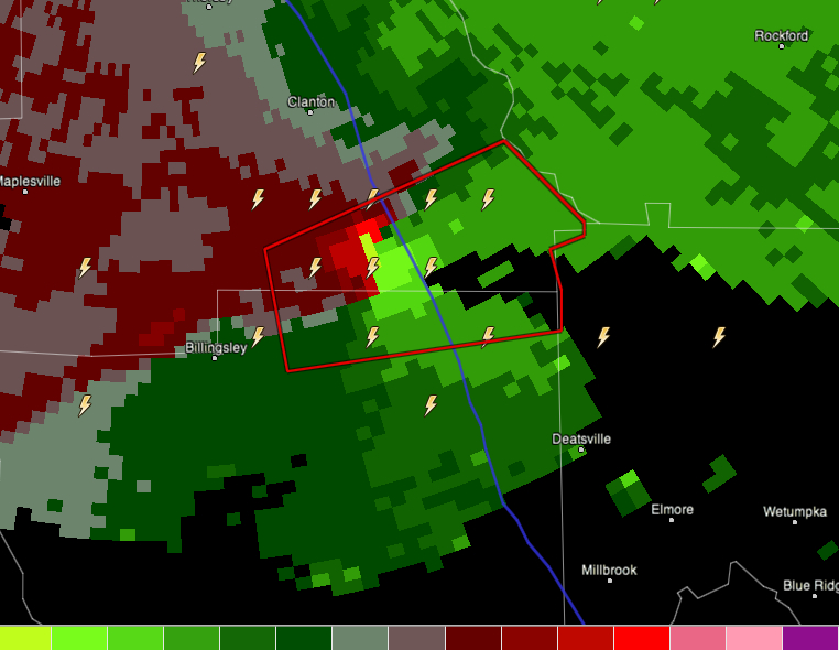 Damaging Tornado Moving into Chilton County Now