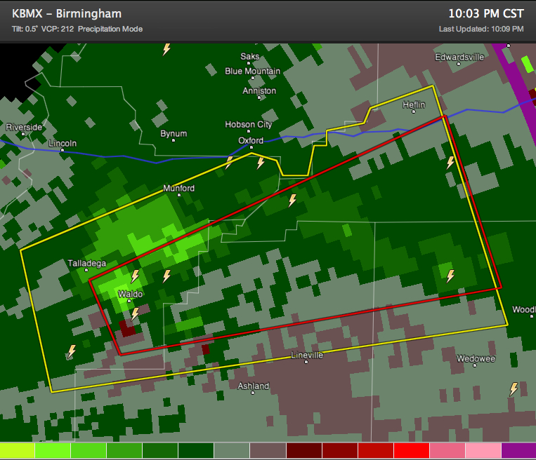 Tornado Warning: Clay, Cleburne, Randolph, Talladega