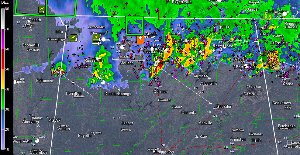 Storms Moving into Fayette, Lamar, Marion, Walker and Winston The