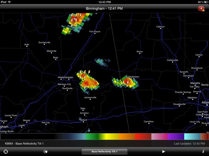 Isolated East Alabama Storms