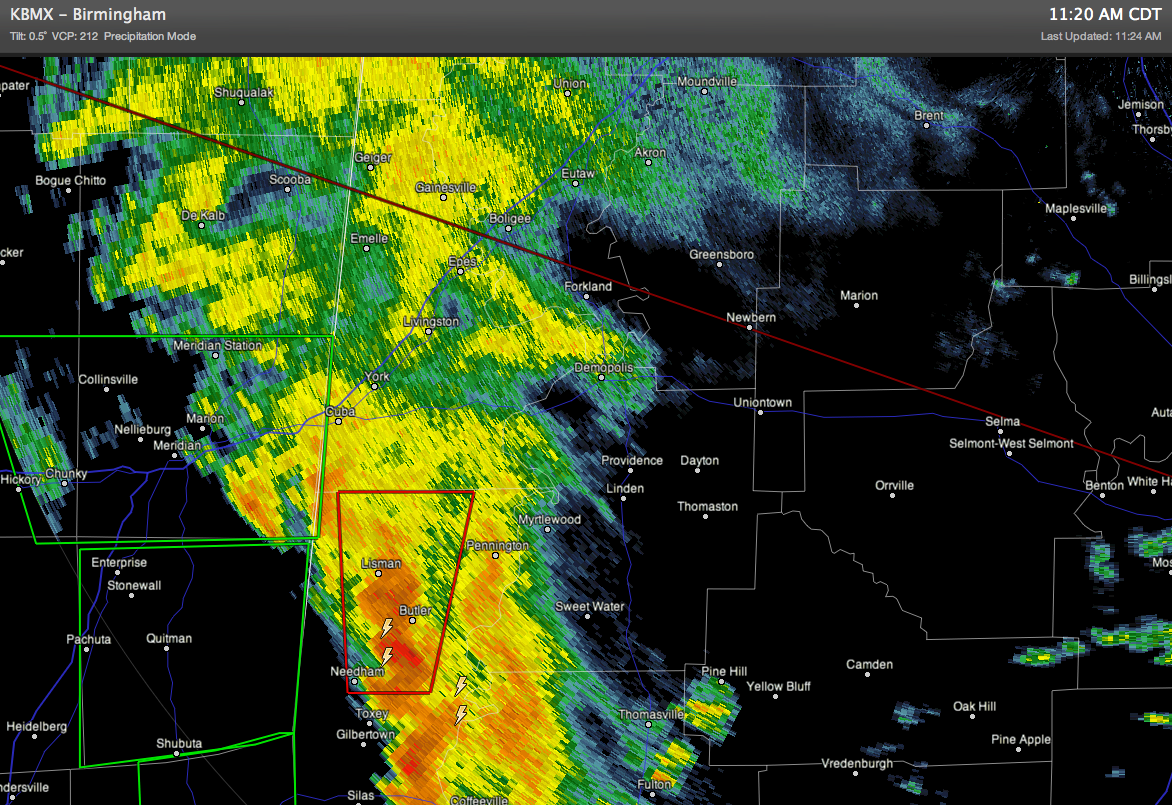 Active Weather Over West Alabama