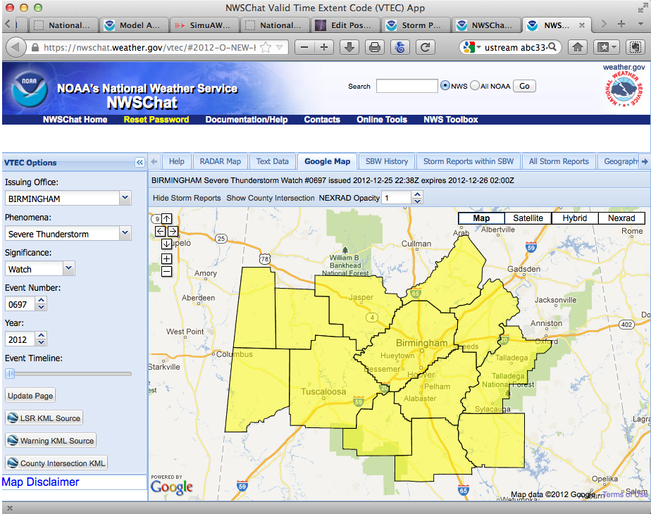 Severe Thunderstorm Watch For North Central Alabama