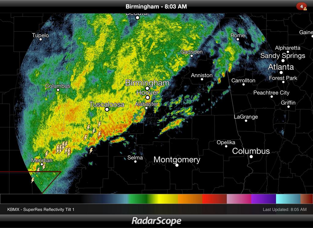 Rain/Storms Moving South