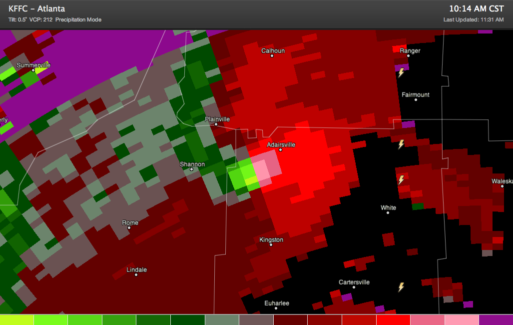 Adairsville GA Hit by Large Tornado