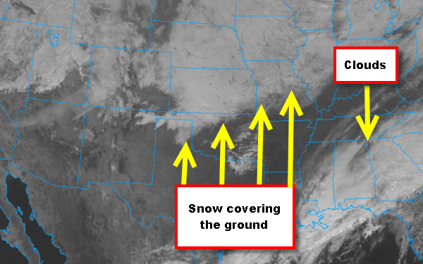 Snow Showing up on Satellite