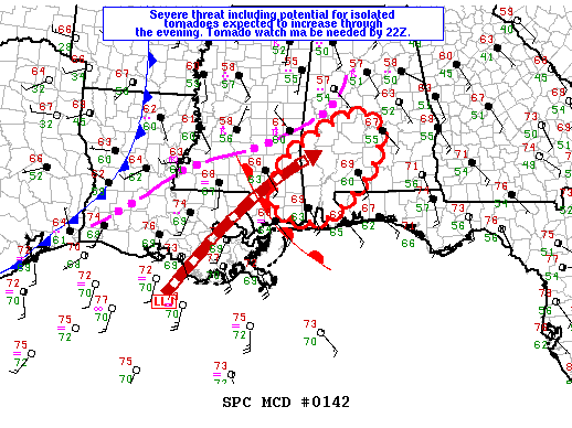 New Tornado Watch for Southwest/South Central Alabama Soon