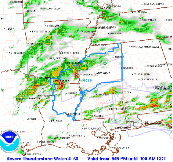 Severe Thunderstorm Watch for much of North Mississippi
