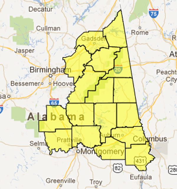Severe Thunderstorm Watch East Alabama until 9 PM