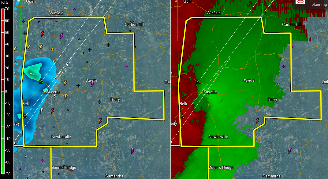 Severe Thunderstorm Warning Fayette County  til 2:45 PM