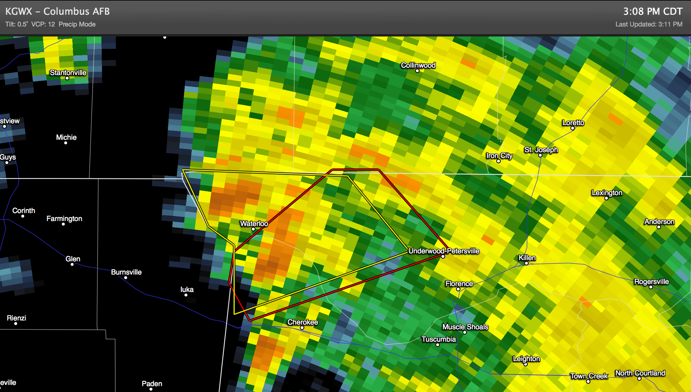 Tornado Warning… Colbert/Lauderdale