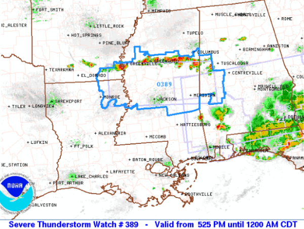 New Severe Thunderstorm Watch for West Alabama