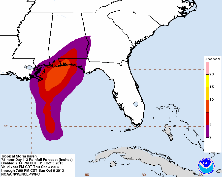 Karen Moving North In The Gulf