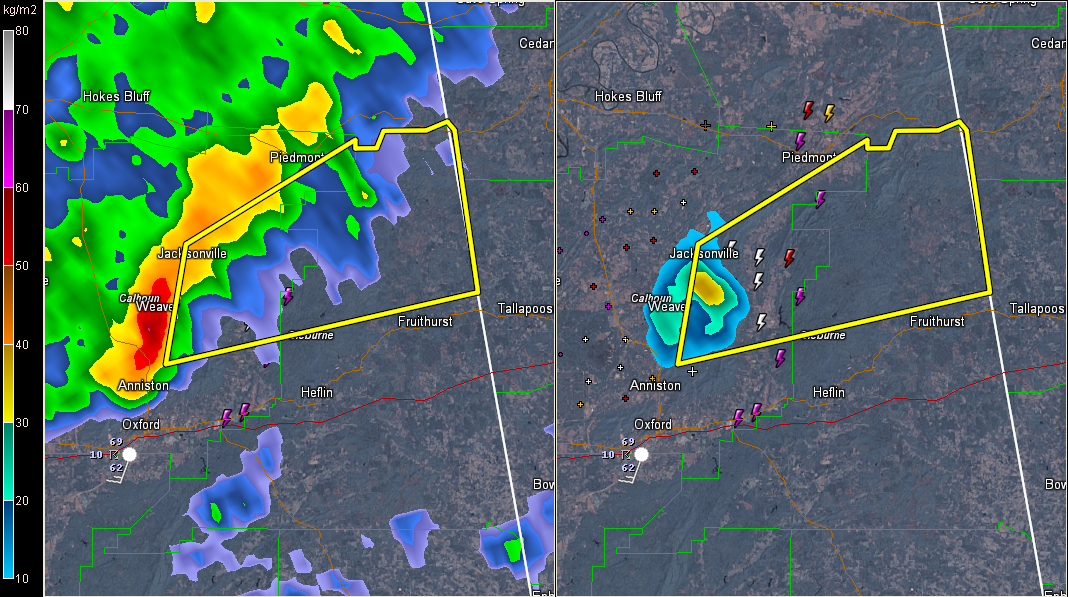 Severe Thunderstorm Warning for Calhoun and Cleburne Counties