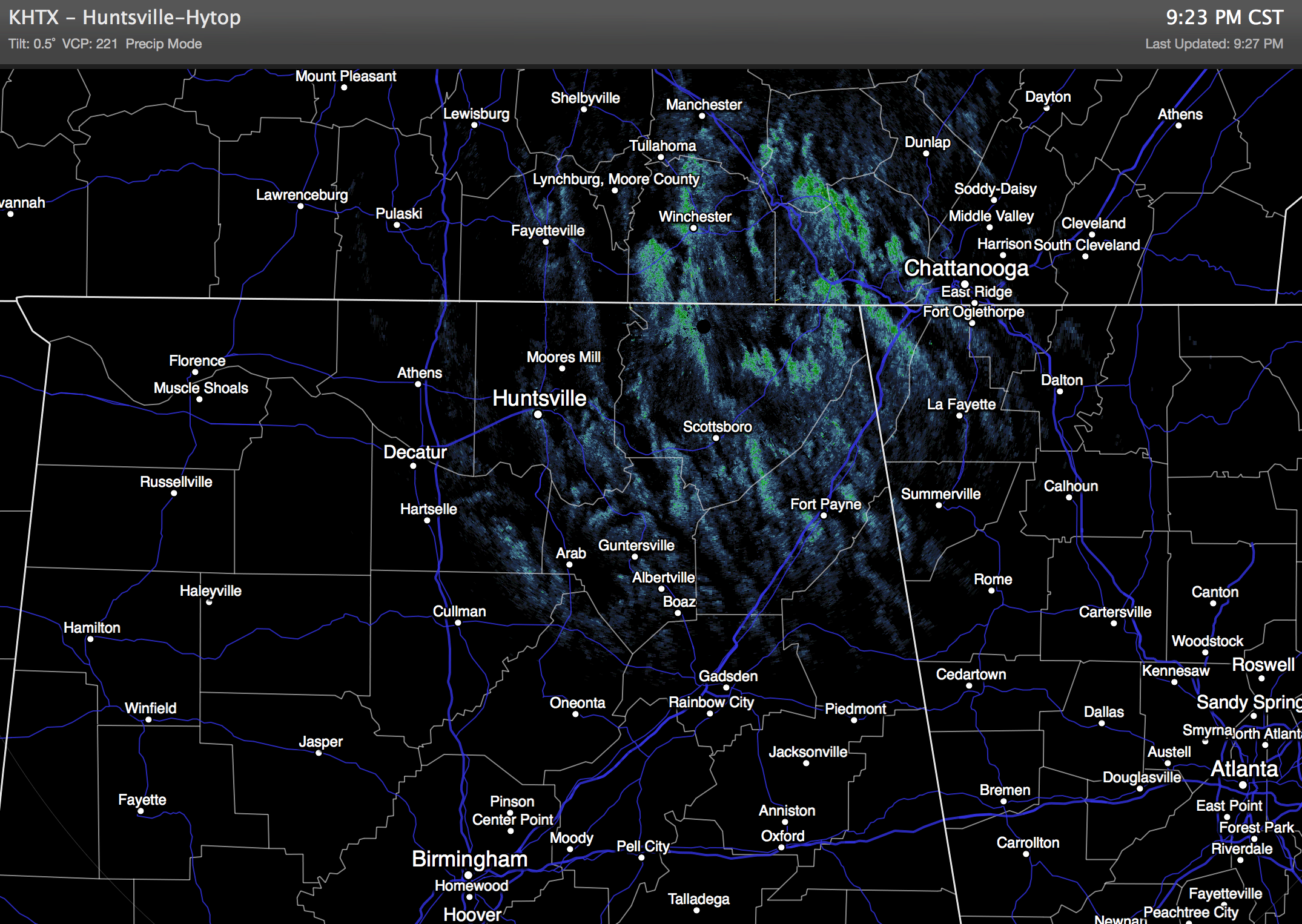 Light Snow Flurries Over North Alabama