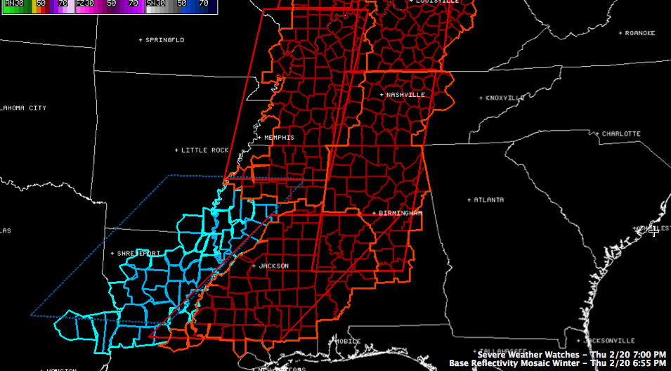 New Tornado Watch Until 3 a.m. For Much of the Rest of Central Alabama