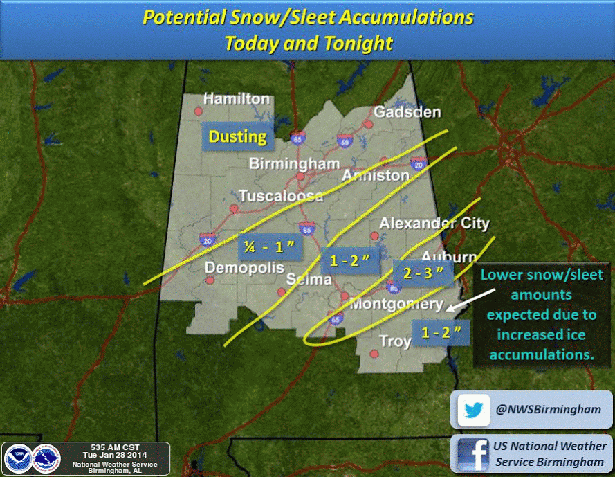 Review Of The Jan 28 Alabama Snow Event