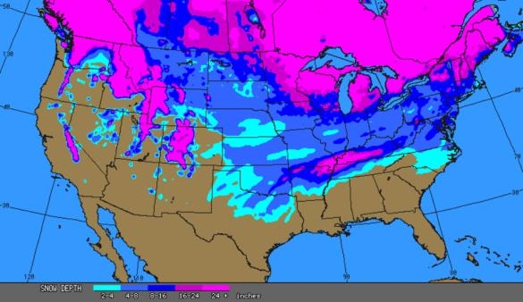 Current Snow Cover Map Current U.s. Snow Cover | The Alabama Weather Blog - Mobile