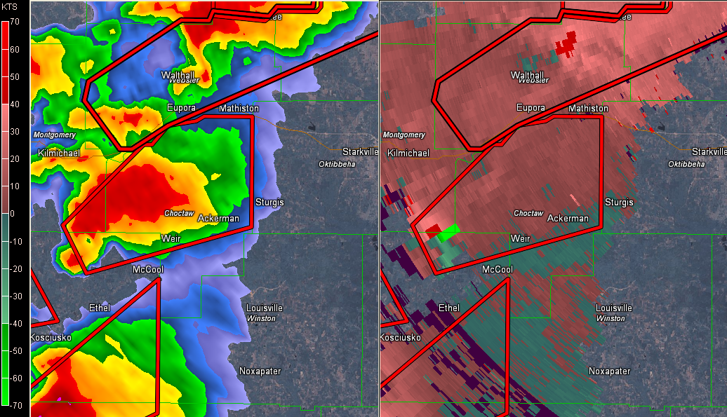 Strong Indications of Tornado Approaching Ackerman, Starkville The