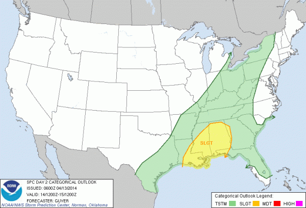Day 2 Outlook for Monday