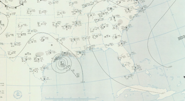 Weather map from the morning of July 27, 1943.