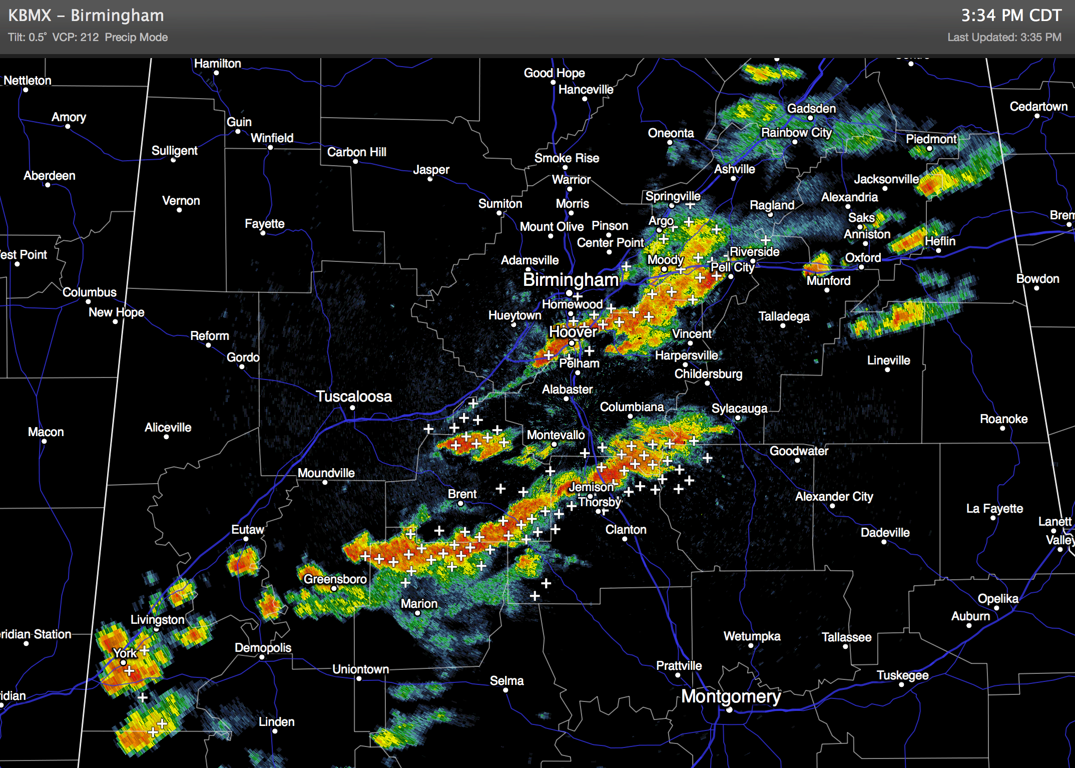 Active Storms Moving Across Alabama