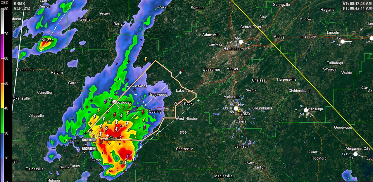 Hale Storm Crossing Moving Toward Tuscaloosa/Bibb Counties. The