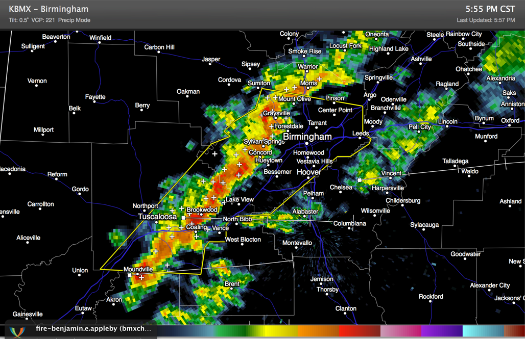 Severe Thunderstorm Warning for Jefferson/Tuscaloosa Counties