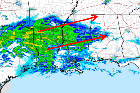 Precip Moving Into Alabama