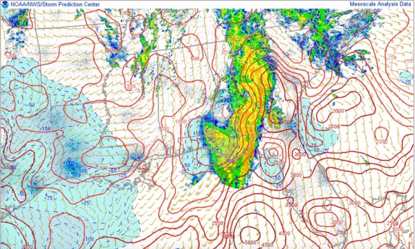 Here are current instability values, running 1,000-1,5000 j/kg over West Alabama. 