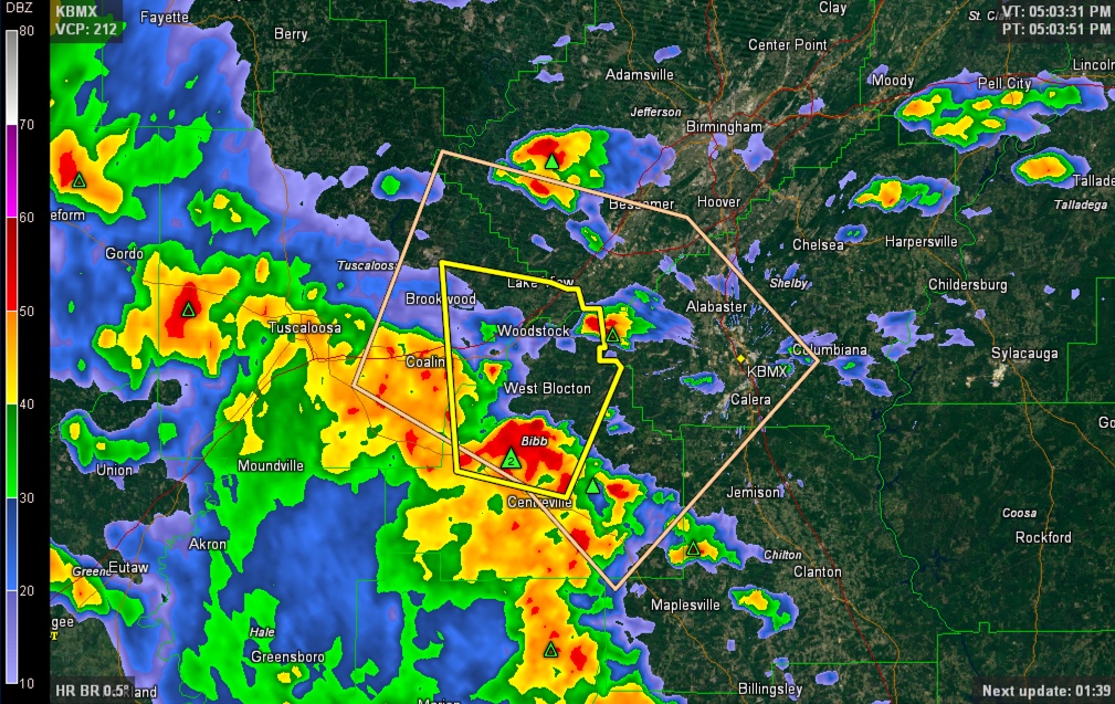 Severe Thunderstorm Warning for Bibb and Tuscaloosa Counties