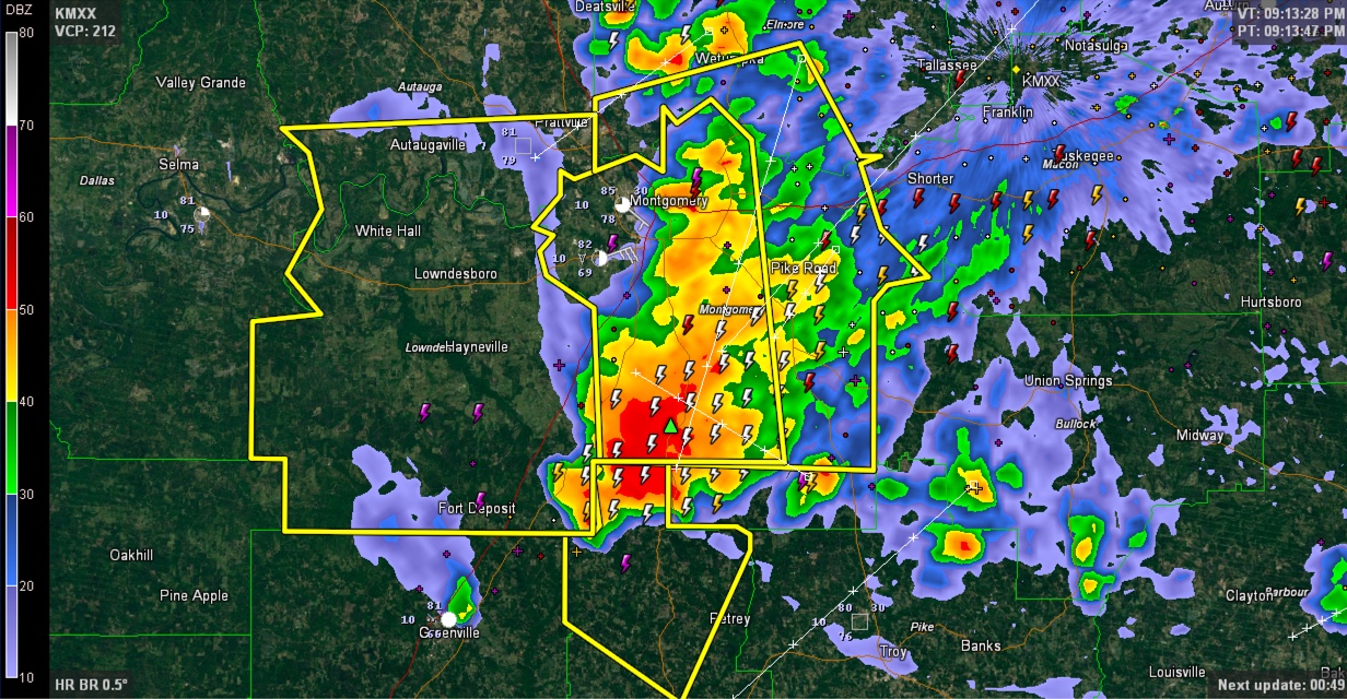Severe Thunderstorm Warning for Montgomery, Autauga and Lowndes