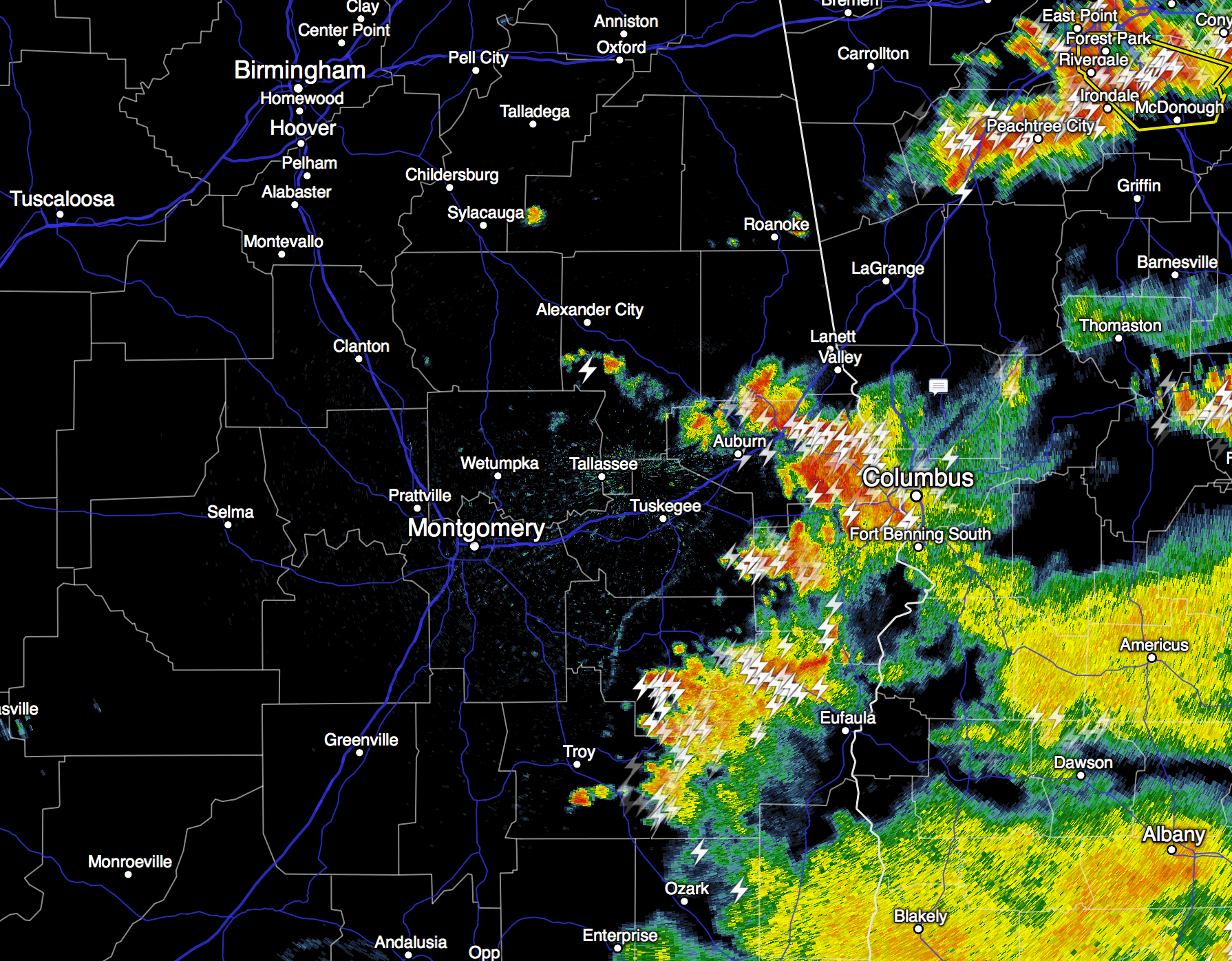 Storms Mainly Over Southeast Alabama Today