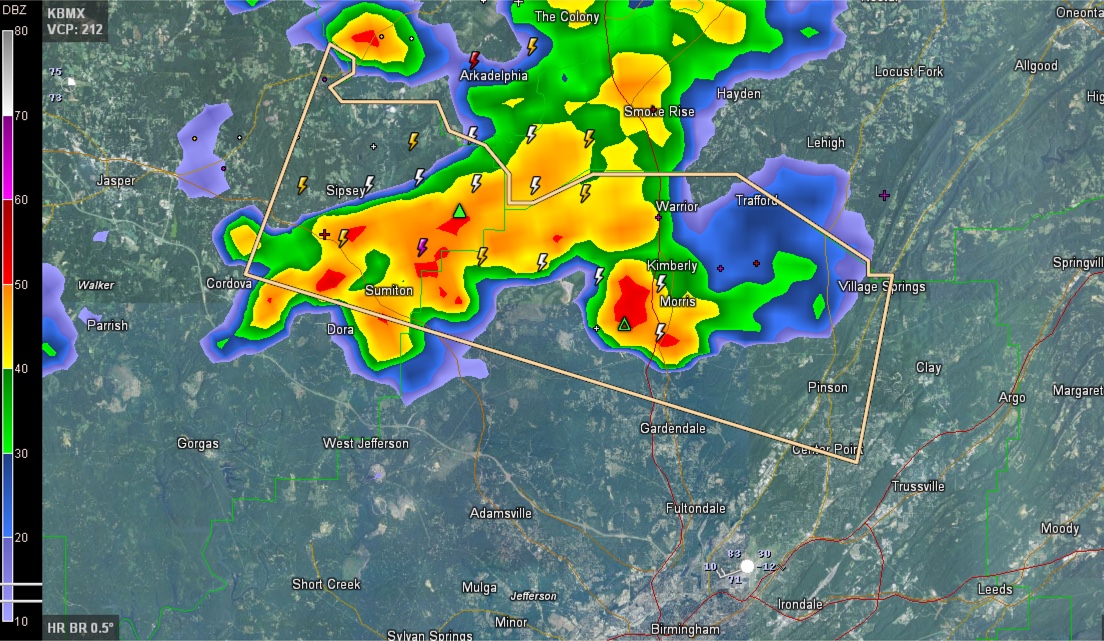 Strong Storms Affecting SE Walker, Northern Jefferson