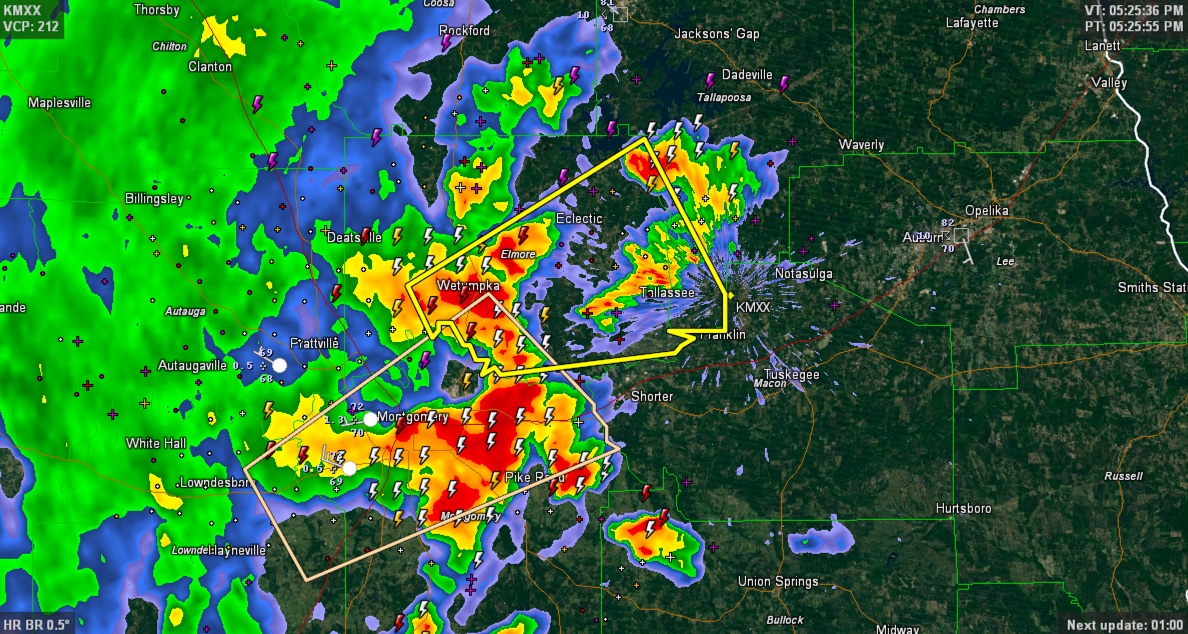 Severe Thunderstorm Warning for Elmore and Tallapoosa County