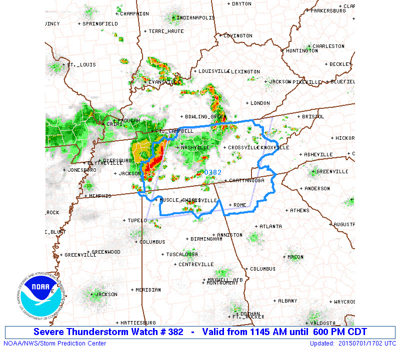 Severe Thunderstorm Watch Includes North Alabama & North Georgia