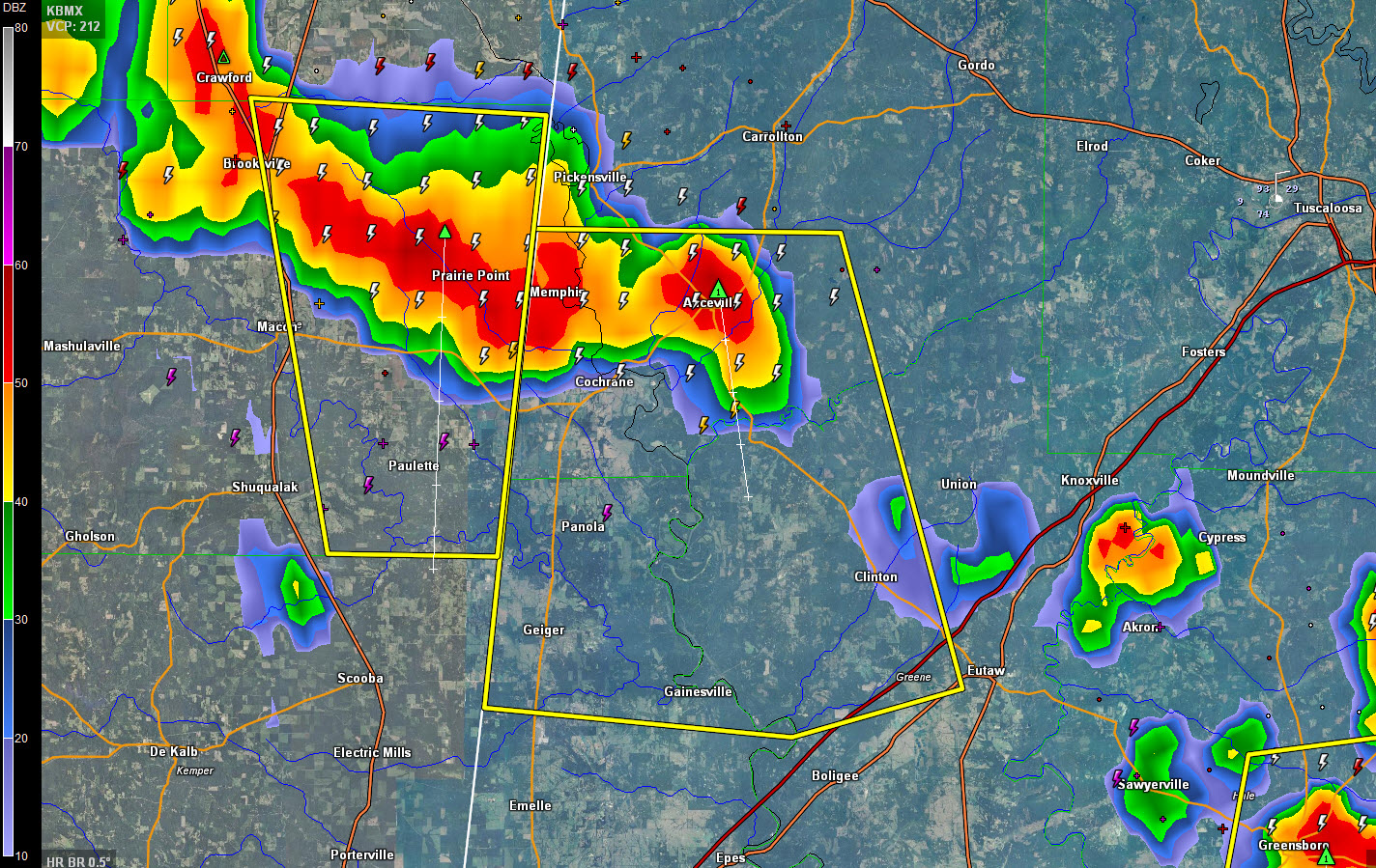 Severe Thunderstorm Warning:  NW Sumter, SW Pickens & NW Greene Counties