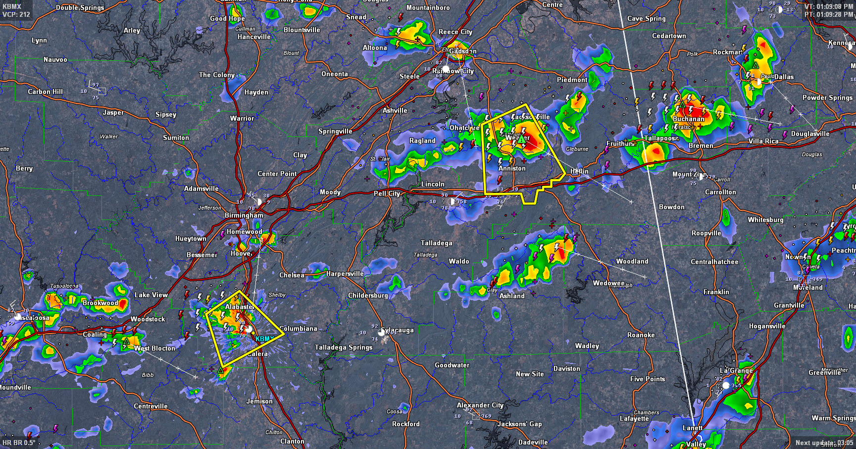 Severe Thunderstorm Warnings for Shelby and Calhoun Counties