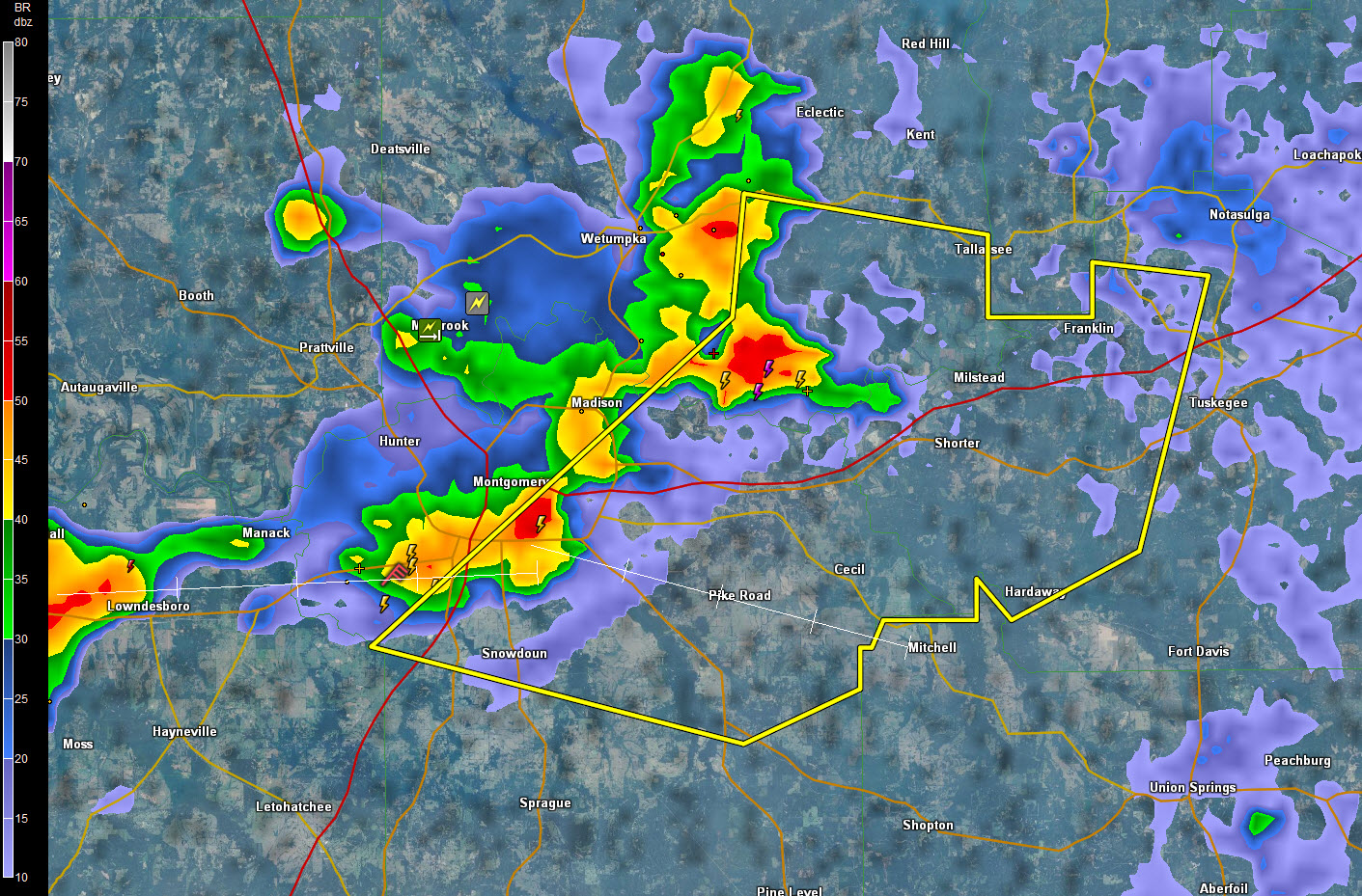 Severe Thunderstorm Warning for Central Montgomery, W Macon & SE Elmore Counties