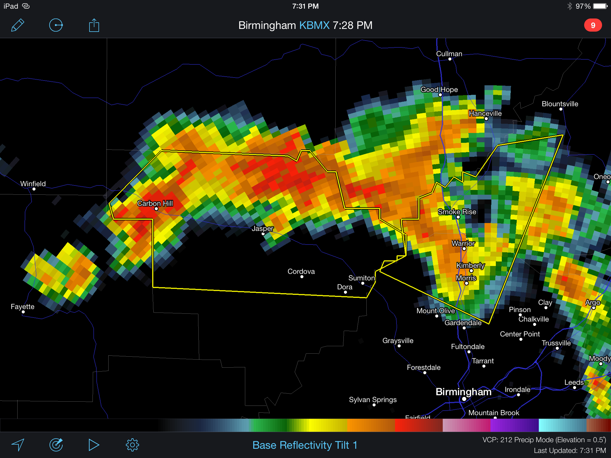 Severe Thunderstorm Warning for Walker County