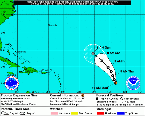 TD 9 Forecast Graphic
