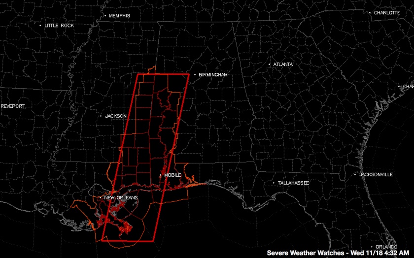 Tornado Watch Issued for 5 West Alabama Counties