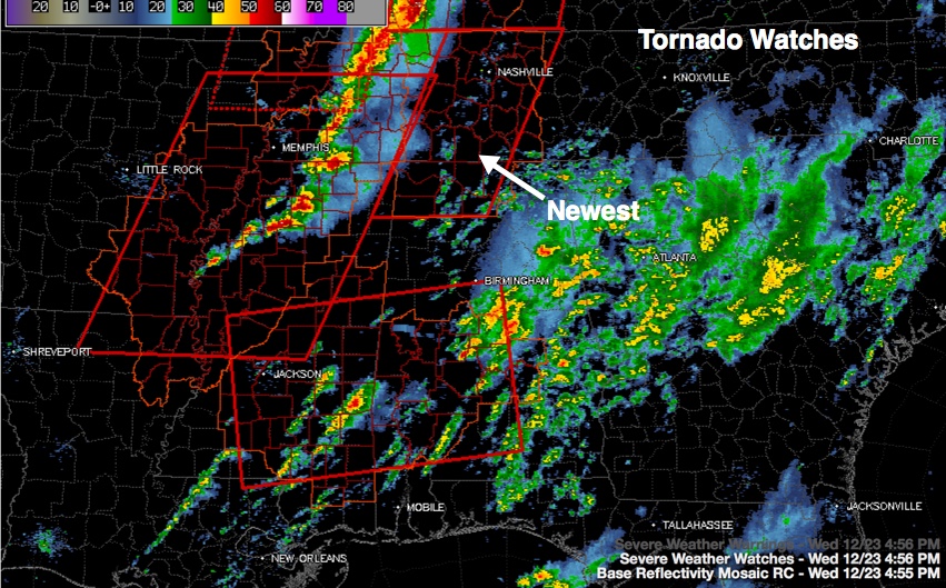 New Tornado Watch for North Alabama Until 11 p.m.