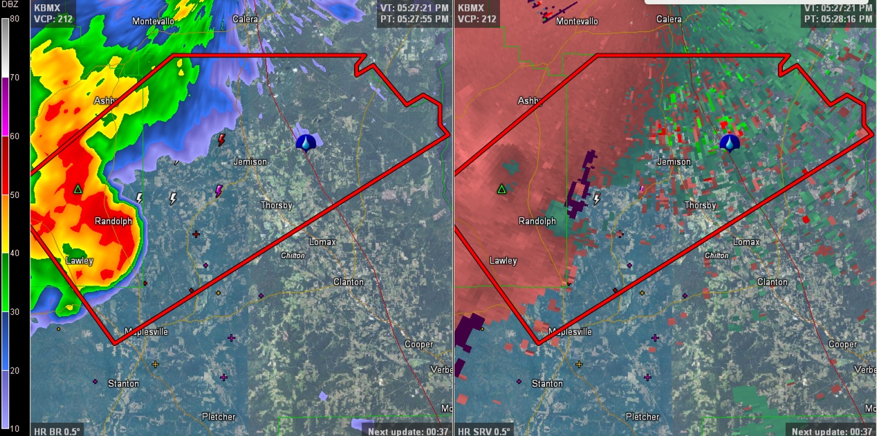 Tornado Warning for Chilton and Bibb