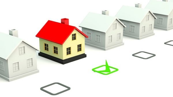 House with checkmark isolated on white